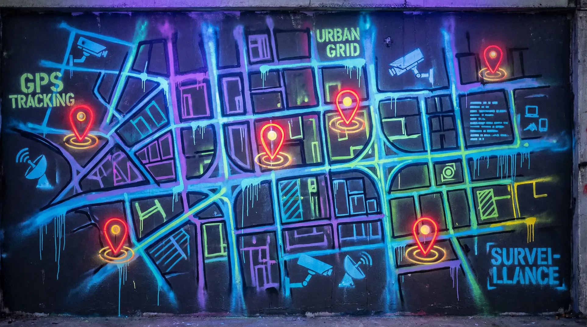 吃瓜社 狗仔追踪地图 - 城市涂鸦风格